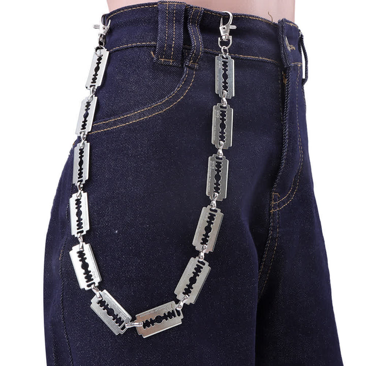 Hip-Hop-Streetwear-Hose mit silberner Punk-Rasierklingenkette - Silber - image 0