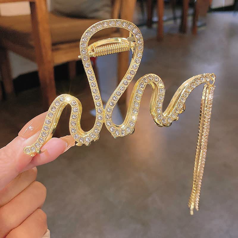 Siren Snake Strass-Haarspange für Damen mit Kristallquasten - Gold - image 5