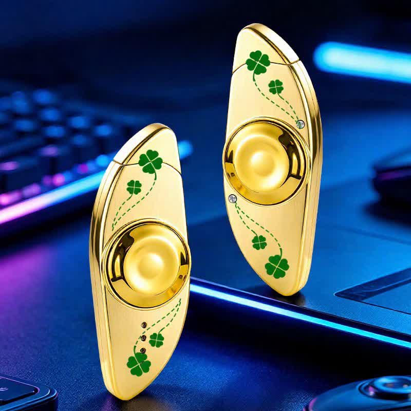 Kreativer Fidget Spinner zur Linderung von Augenstress Butanfeuerzeug - Vierblättriges Kleeblatt - Gold - image 13