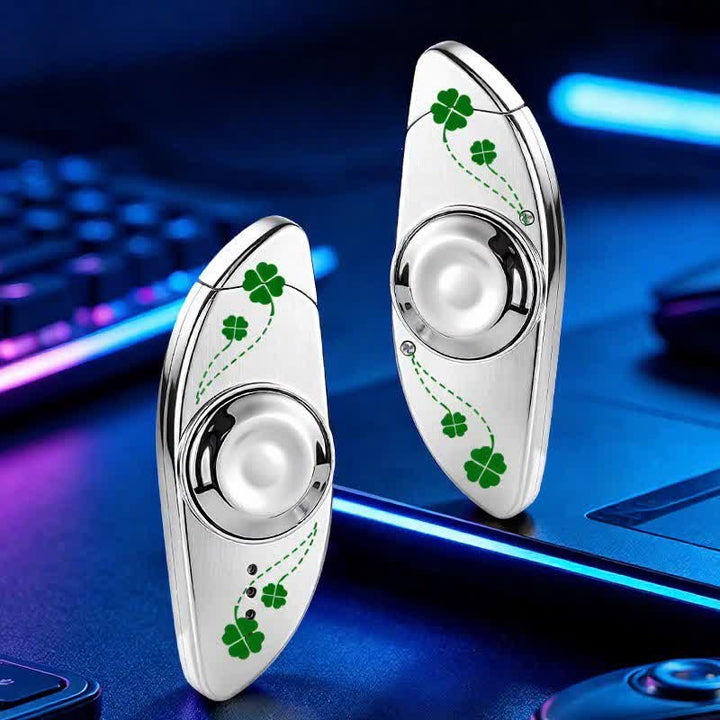 Kreativer Fidget Spinner zur Linderung von Augenstress Butanfeuerzeug - Vierblättriges Kleeblatt - Silber - image 14