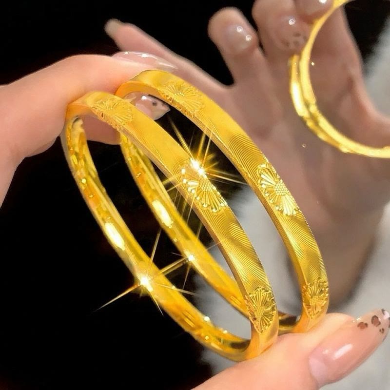 Goldfarbenes, gänseblümchenförmiges Armband mit Katzenaugen-Textur, geschlossenes Armband für Damen - image 0