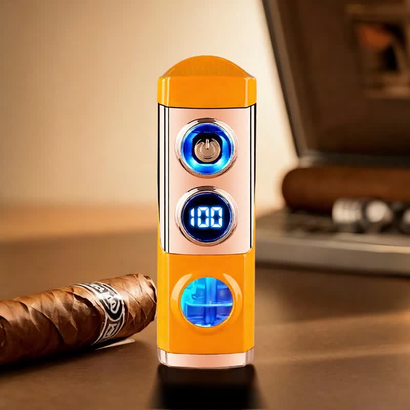 4-in-1 Smart Triple Flame Zigarrenfeuerzeug mit integrierter Zigarrenablage und Anstechhilfe - Orange - image 15