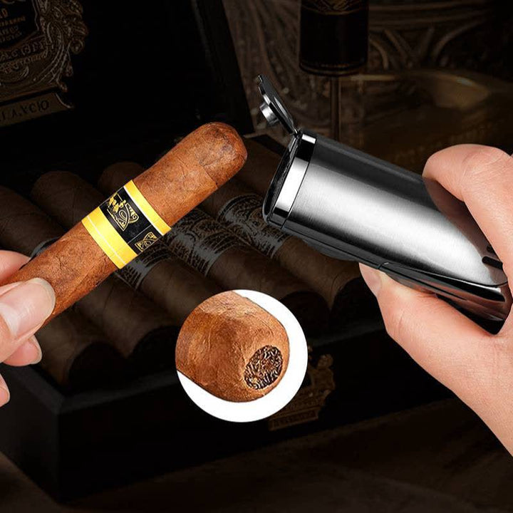 4-in-1 Smart Triple Flame Zigarrenfeuerzeug mit integrierter Zigarrenablage und Anstechhilfe - image 7