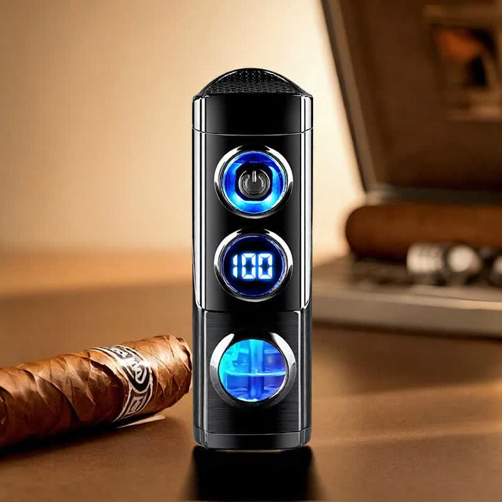 4-in-1 Smart Triple Flame Zigarrenfeuerzeug mit integrierter Zigarrenablage und Anstechhilfe - Schwarz - image 0