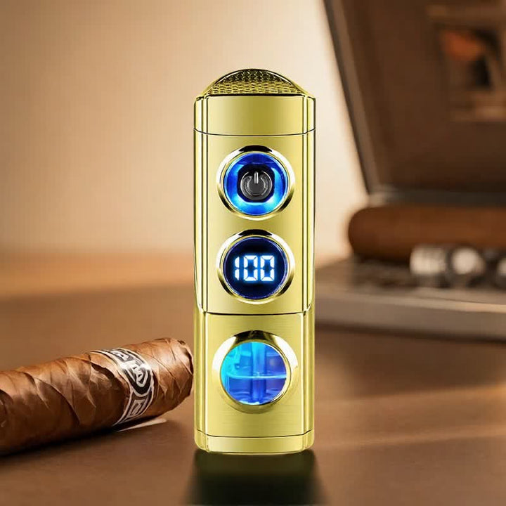 4-in-1 Smart Triple Flame Zigarrenfeuerzeug mit integrierter Zigarrenablage und Anstechhilfe - Gold - image 16
