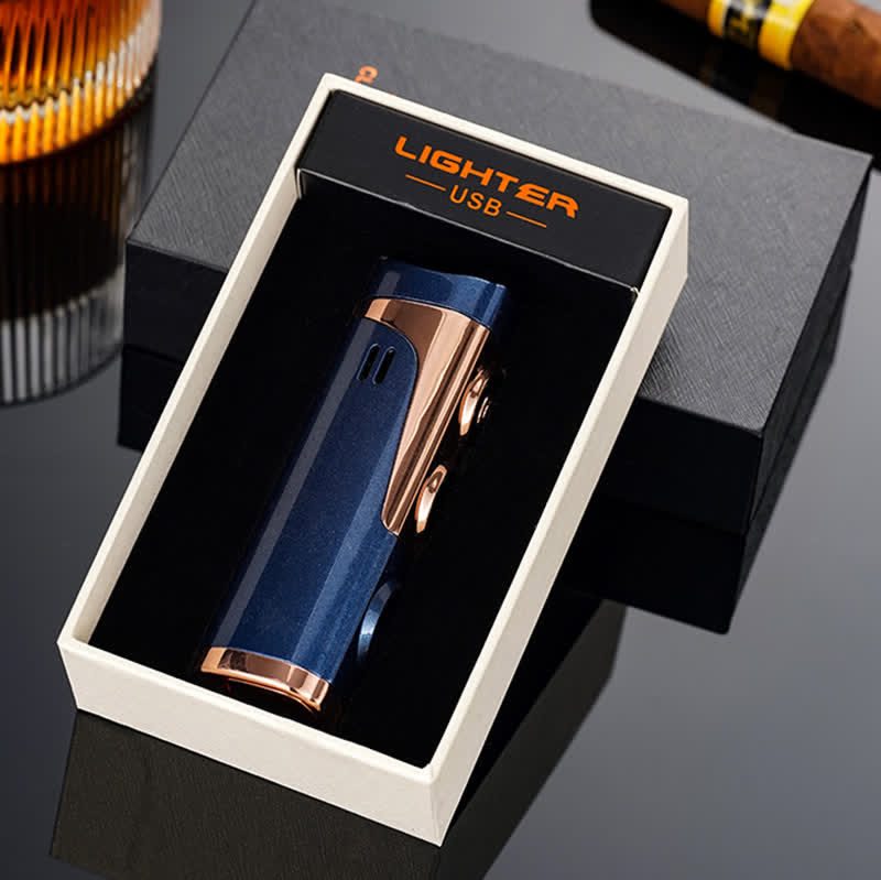 4-in-1 Smart Triple Flame Zigarrenfeuerzeug mit integrierter Zigarrenablage und Anstechhilfe - image 13