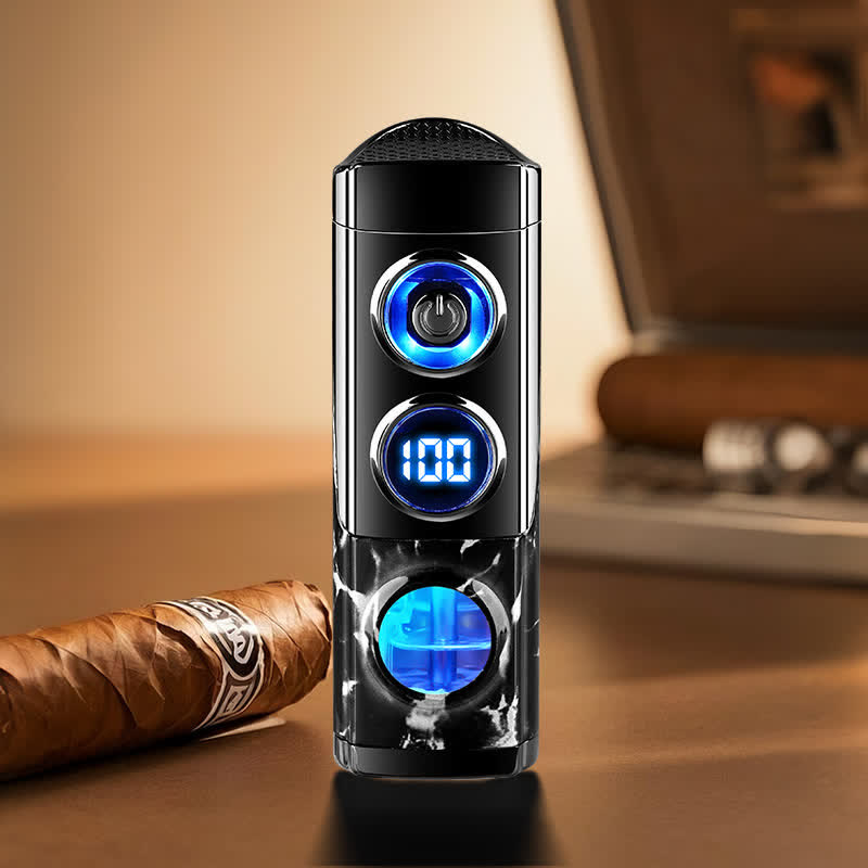 4-in-1 Smart Triple Flame Zigarrenfeuerzeug mit integrierter Zigarrenablage und Anstechhilfe - Marmorierung - image 18