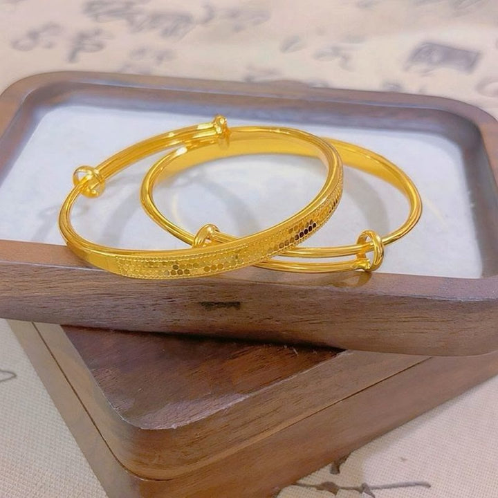 Verstellbares Armreif mit Drachenschuppenmuster, Kupferarmband mit Zug- und Druckverschluss für Damen - Gold - image 4