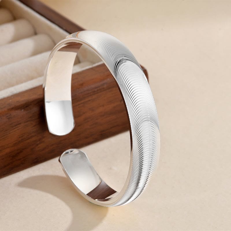 Verstellbares, offenes Armband mit Katzenaugenmuster, galvanisiert, für Damen - Silber - image 3