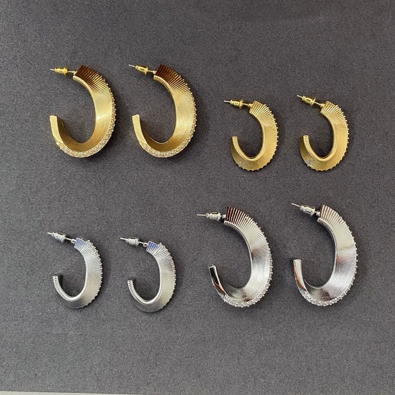 Vintage-Ohrringe mit strukturierter C-Form und Zirkonia-Einlage für Damen - image 0