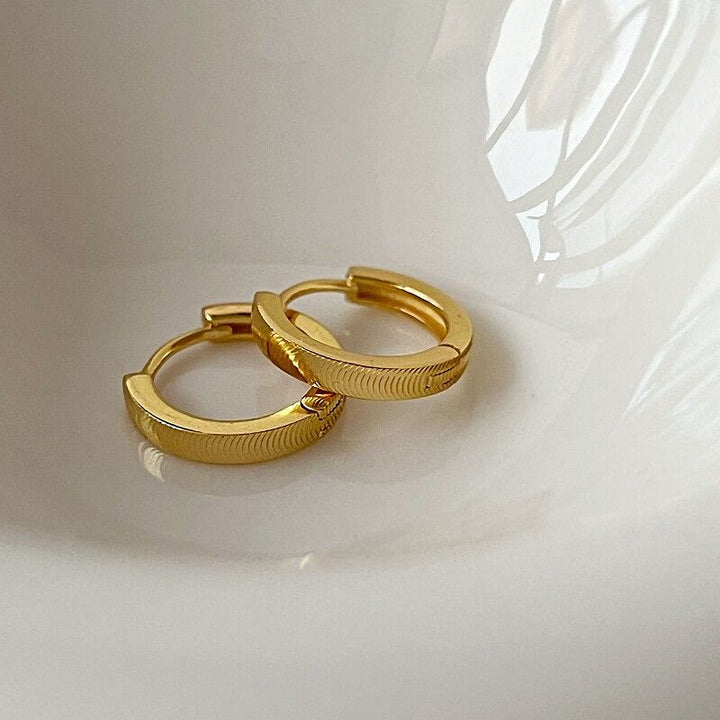 S925 Silber, strukturierte Katzenaugen-Creolen für Damen - Gold - image 4