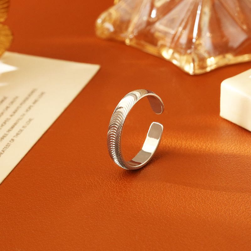 Vintage-Ring mit Drachenschuppenmuster, verstellbar, offen, Unisex - Silber - image 0