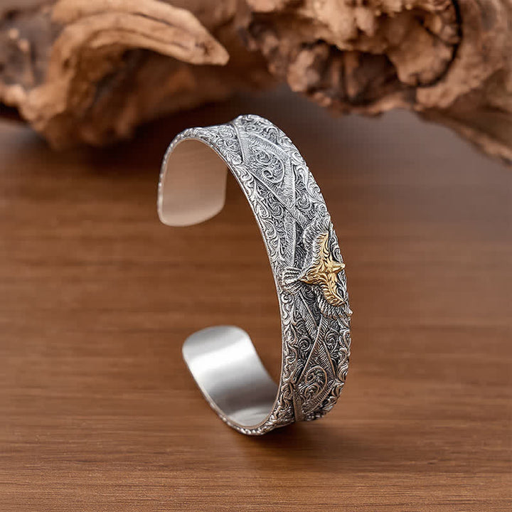 Offenes Armband mit Scrollgravur und westlichem Adlermotiv - image 3