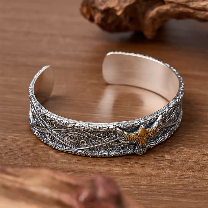 Offenes Armband mit Scrollgravur und westlichem Adlermotiv - image 4