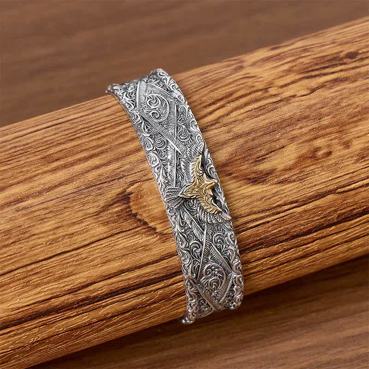 Offenes Armband mit Scrollgravur und westlichem Adlermotiv - image 2