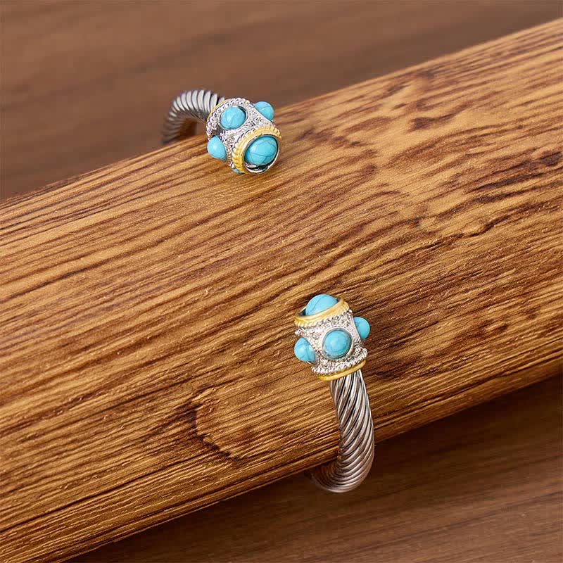 Eternal Turquoise Cable Twisted Open Cuff Armband - image 2