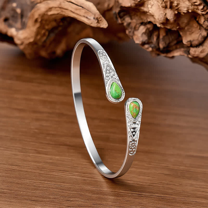 Robustes, schönes Armband mit zwei türkisfarbenen Tropfen - Grün - image 4