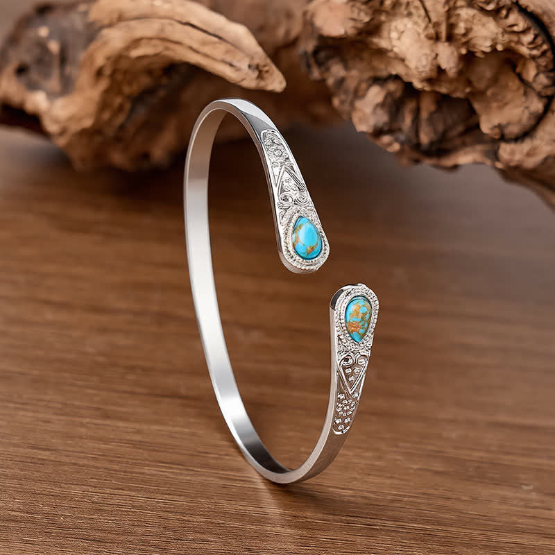 Robustes, schönes Armband mit zwei türkisfarbenen Tropfen - Blauer Türkis - image 0