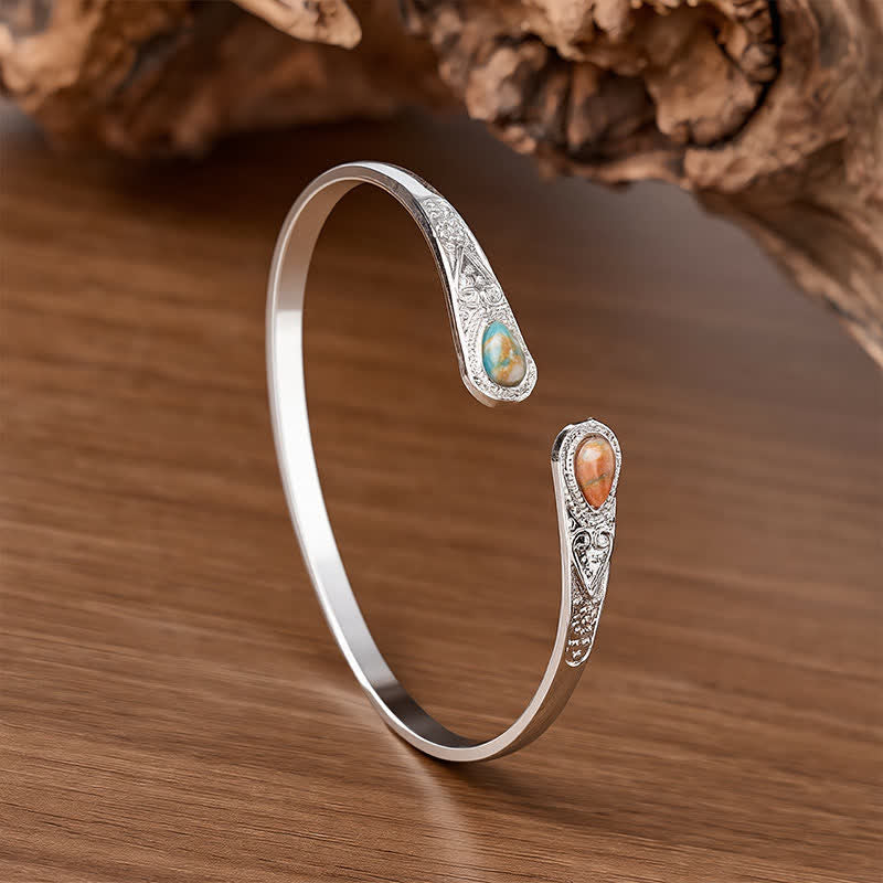 Robustes, schönes Armband mit zwei türkisfarbenen Tropfen - Farbig - image 8