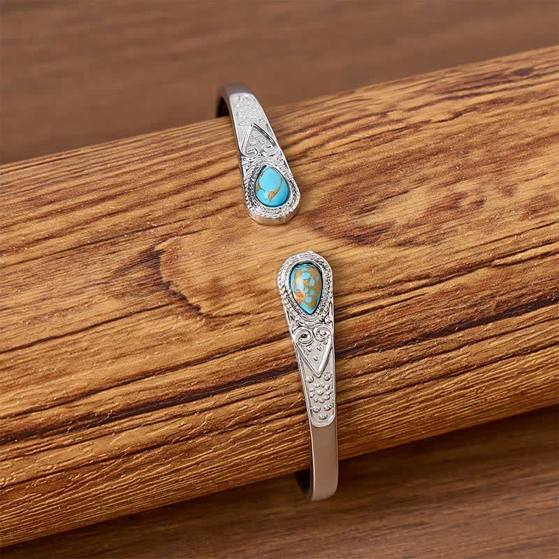 Robustes, schönes Armband mit zwei türkisfarbenen Tropfen - image 1