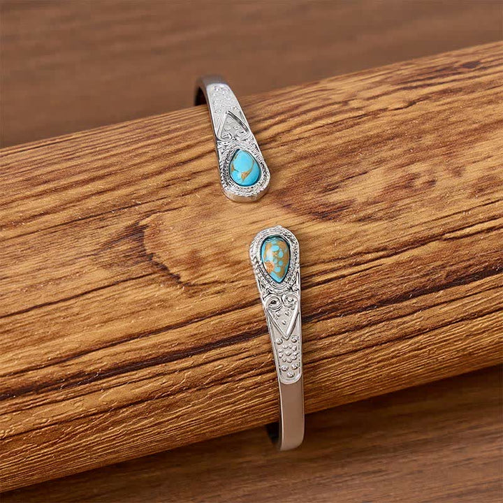 Robustes, schönes Armband mit zwei türkisfarbenen Tropfen - image 1