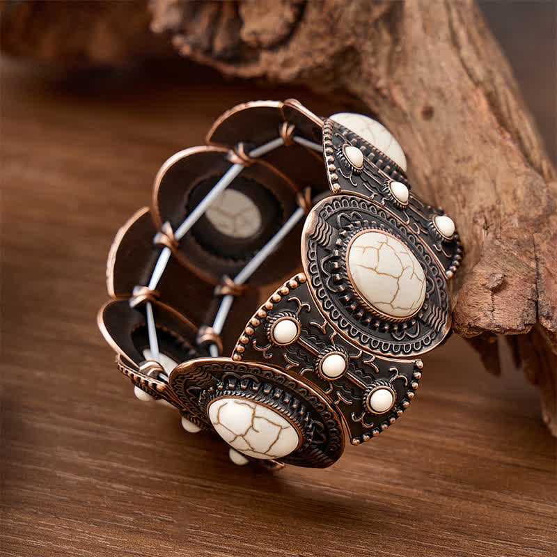 Großes, weit geöffnetes Armband mit türkisfarbenen Perlen im Palaststil - image 8