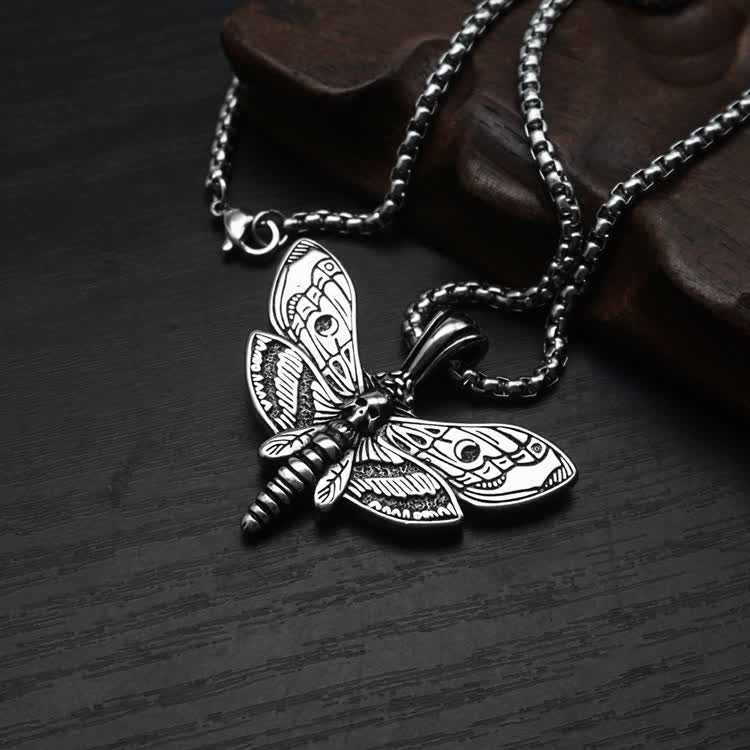 Unisex Gothic Punk Totenkopfschwärmer-Halskette - Silber - image 0