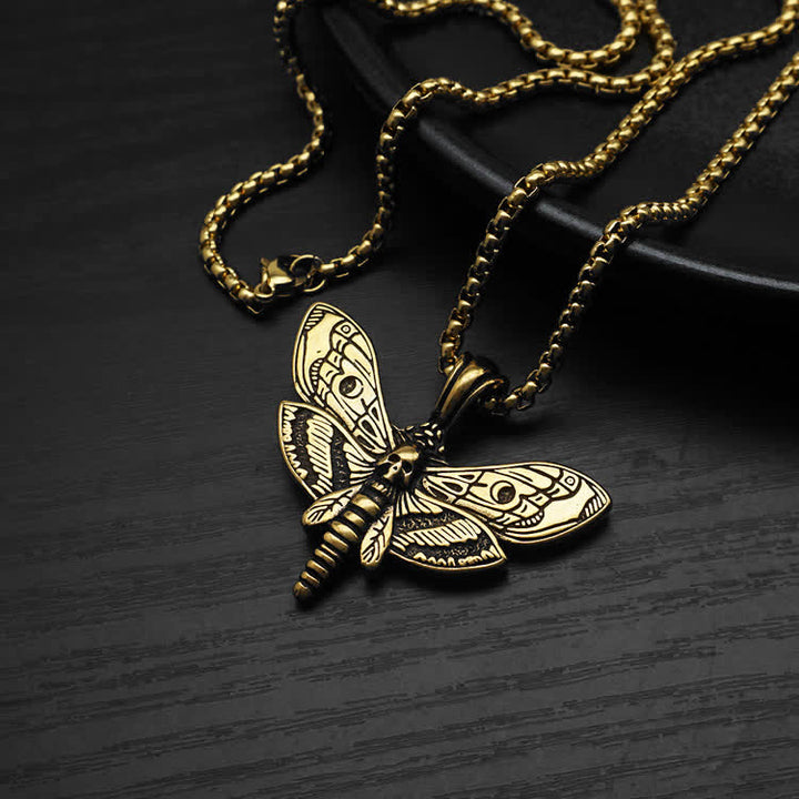 Unisex Gothic Punk Totenkopfschwärmer-Halskette - Gold - image 5