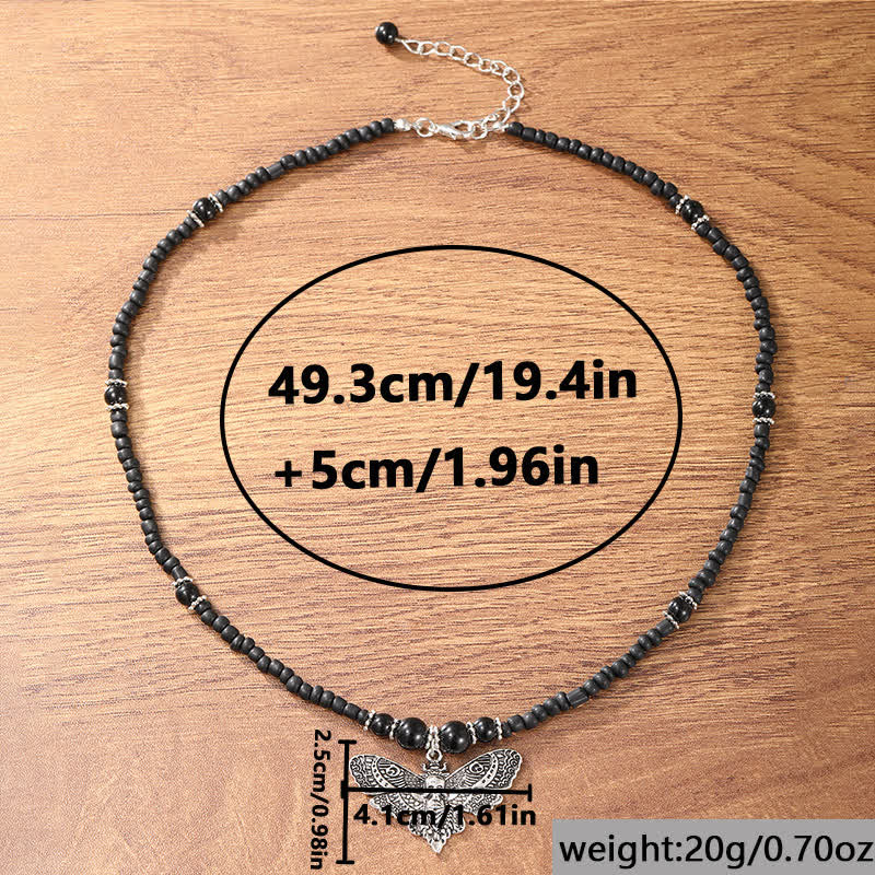 Boho-Gothic-Perlen-Totenkopffalter-Choker-Halskette - image 3