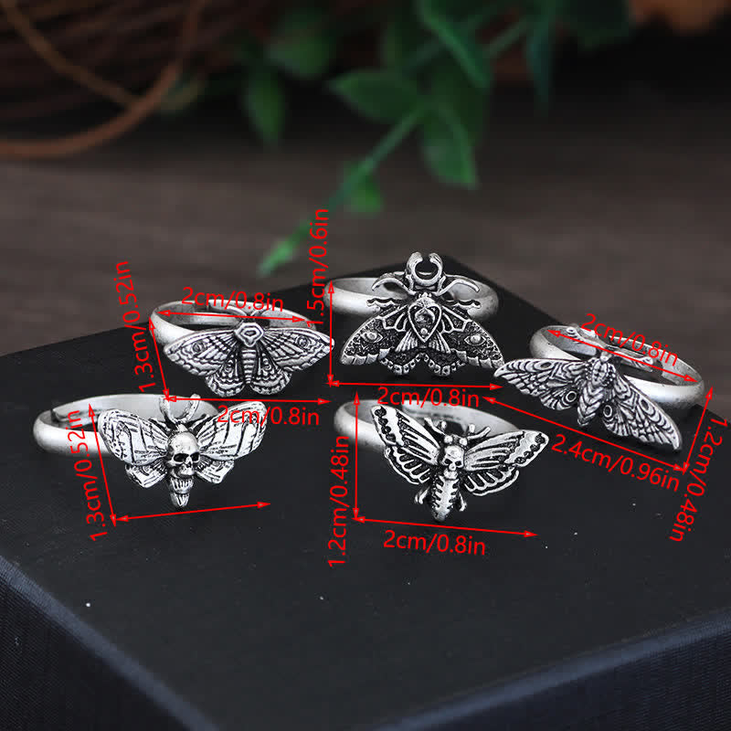 Totenkopfmotte Gothic Statement Opening Ring Kollektion - image 13