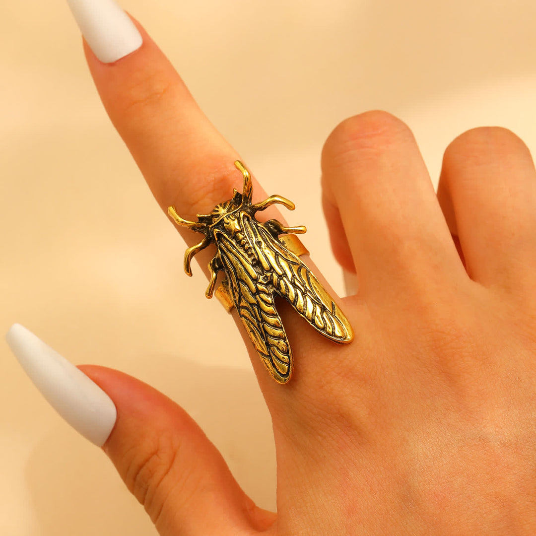 Scarabäus- und Zikaden-Insekten-Öffnungsring-Kollektion - Zikade - Gold - image 3