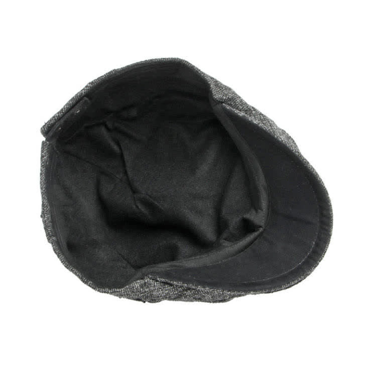 Baskenmütze im britischen Stil mit Tweed-Textur und flachem Oberteil - image 5
