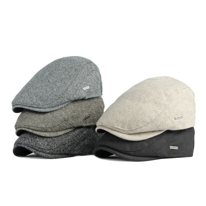 Baskenmütze im britischen Stil mit Tweed-Textur und flachem Oberteil - image 1