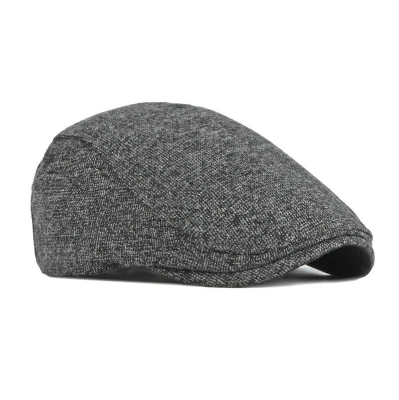 Baskenmütze im britischen Stil mit Tweed-Textur und flachem Oberteil - image 4