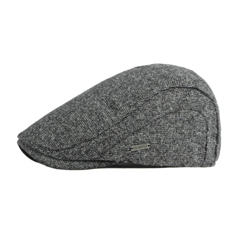 Baskenmütze im britischen Stil mit Tweed-Textur und flachem Oberteil - image 3