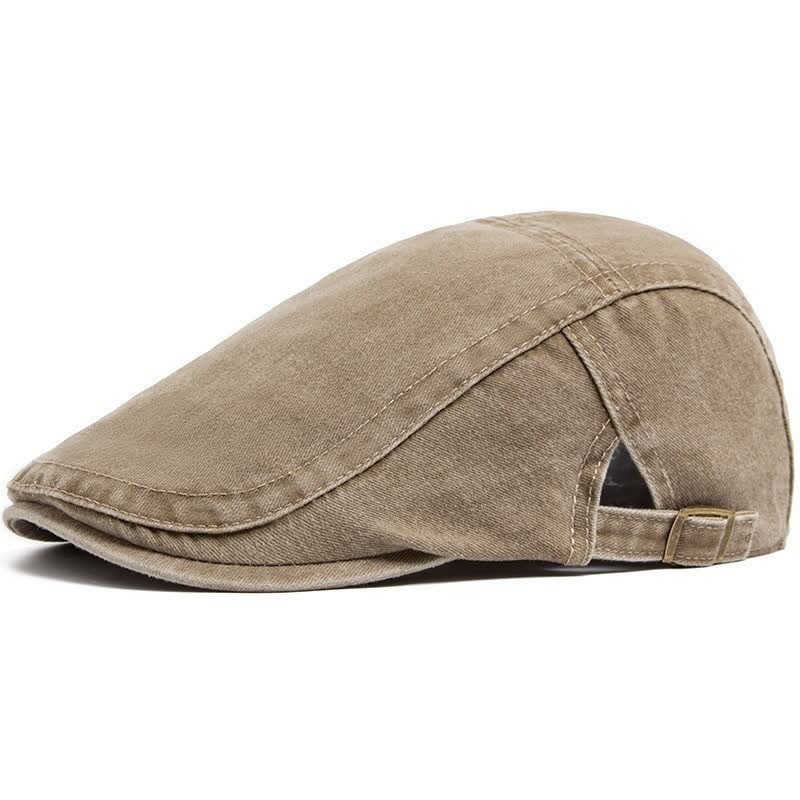 Retro-inspirierte Arbeitskleidung: Waschbare Baumwoll-Baskenmütze für den Alltag - Khaki - Verstellbar (21 5/8"-23 5/8") - image 7