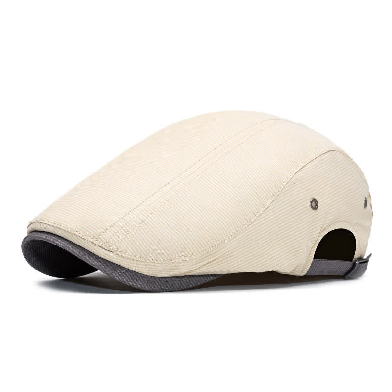 Urban Driving Cap Pinstripe Flat Beret mit verstellbarem Riemen - Elfenbein - Verstellbar (22"-24") - image 0