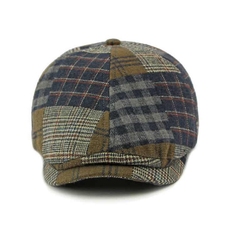 Patchwork-Karo-Hahnentrittmuster, warmes Schiebermützen-Ivy-Baskenmütze - image 1