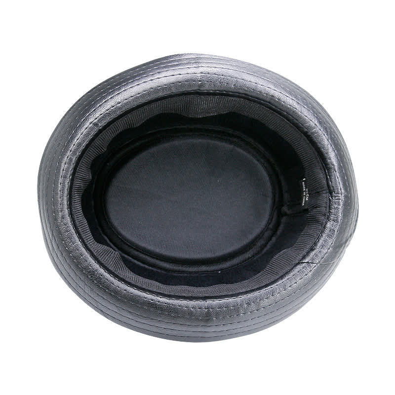 Klassischer wasserdichter Leder-Fedora-Hut im Pork-Pie-Stil - image 1