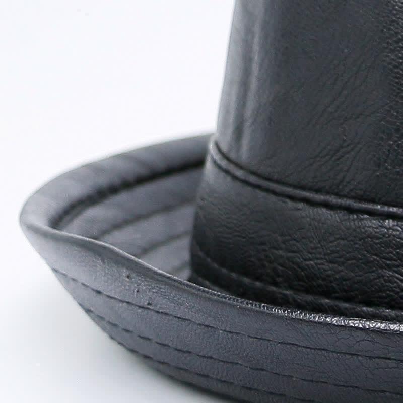 Klassischer wasserdichter Leder-Fedora-Hut im Pork-Pie-Stil - image 2