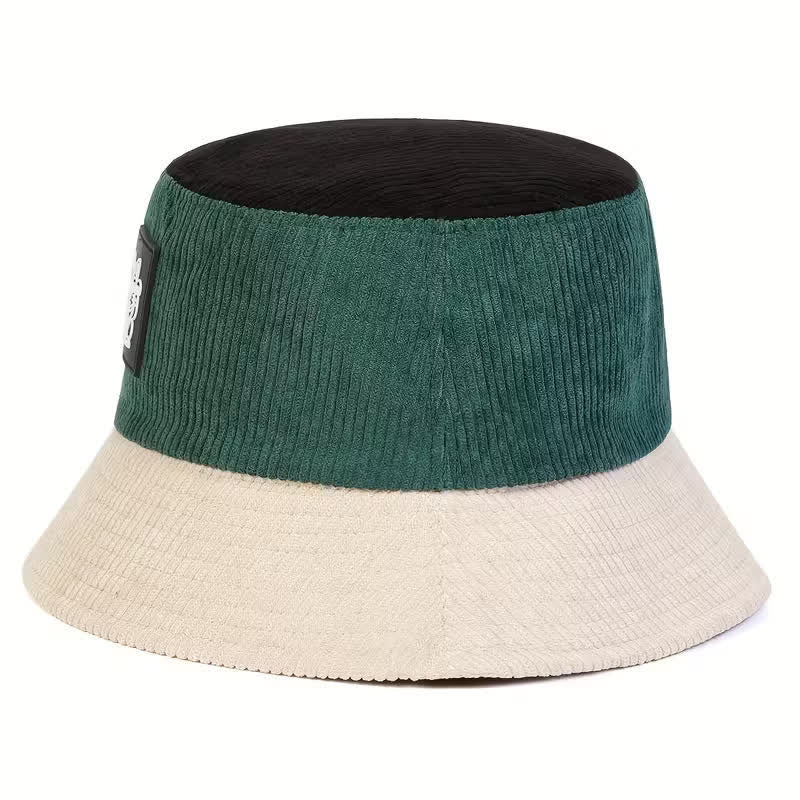 Faltbarer Cord-Bucket-Hat mit Farbblock-Motiv und Glückskatzenmotiv - image 4