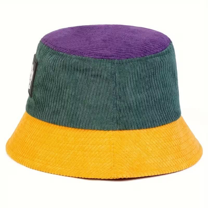 Faltbarer Cord-Bucket-Hat mit Farbblock-Motiv und Glückskatzenmotiv - image 2