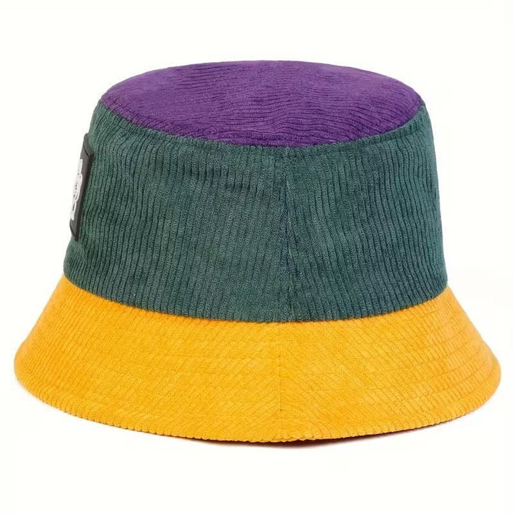 Faltbarer Cord-Bucket-Hat mit Farbblock-Motiv und Glückskatzenmotiv - image 2