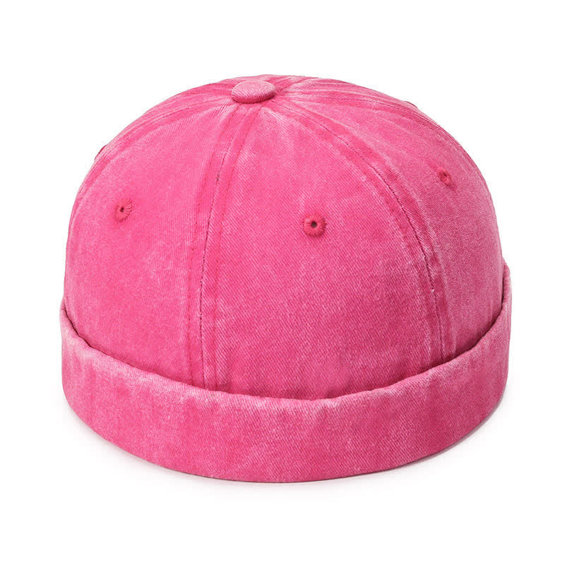 Lässige, randlose Vintage-Docker-Mütze aus gewaschener Baumwolle - Rosa - Verstellbar (22"-23 5/8") - image 14