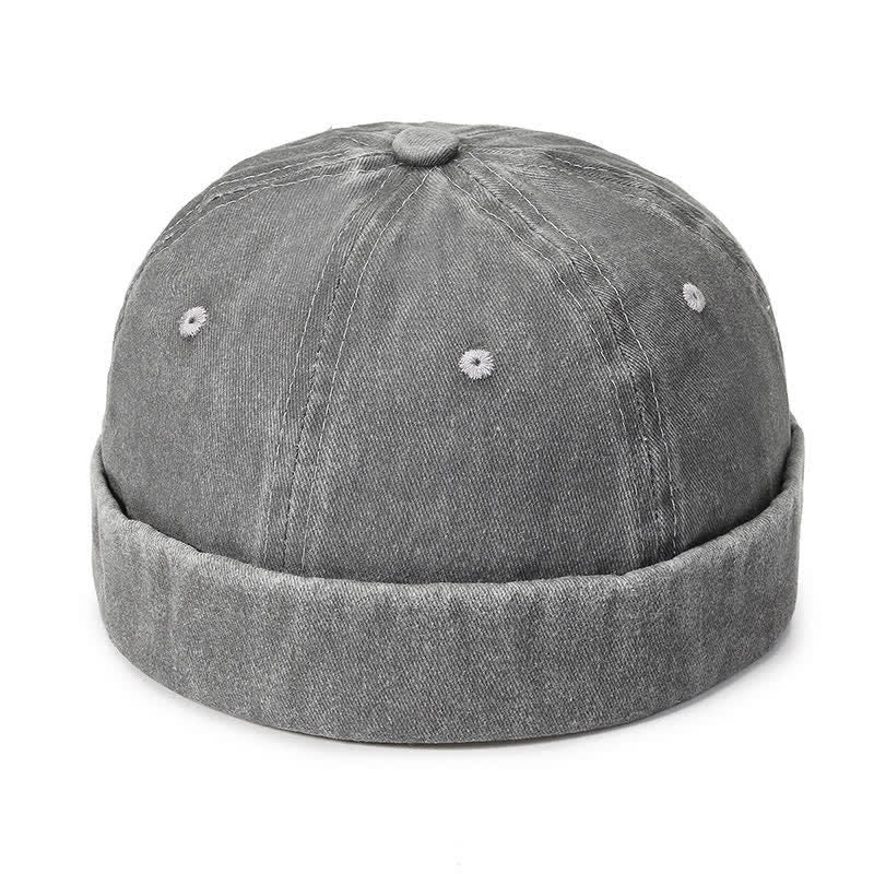 Lässige, randlose Vintage-Docker-Mütze aus gewaschener Baumwolle - Hellgrau - Verstellbar (22"-23 5/8") - image 10