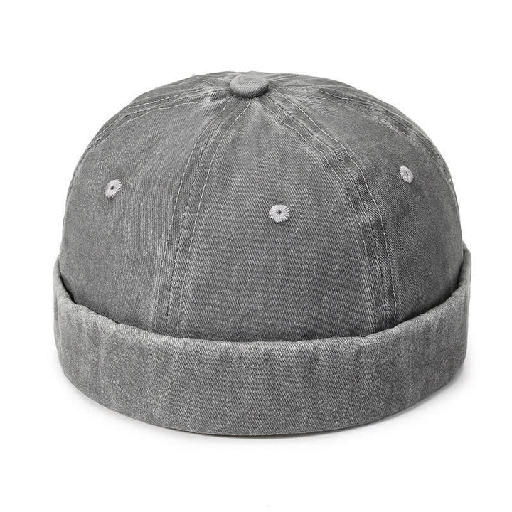Lässige, randlose Vintage-Docker-Mütze aus gewaschener Baumwolle - Hellgrau - Verstellbar (22"-23 5/8") - image 10