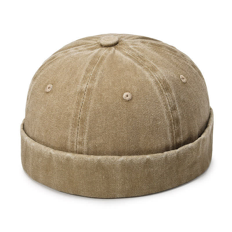 Lässige, randlose Vintage-Docker-Mütze aus gewaschener Baumwolle - Khaki - Verstellbar (22"-23 5/8") - image 11