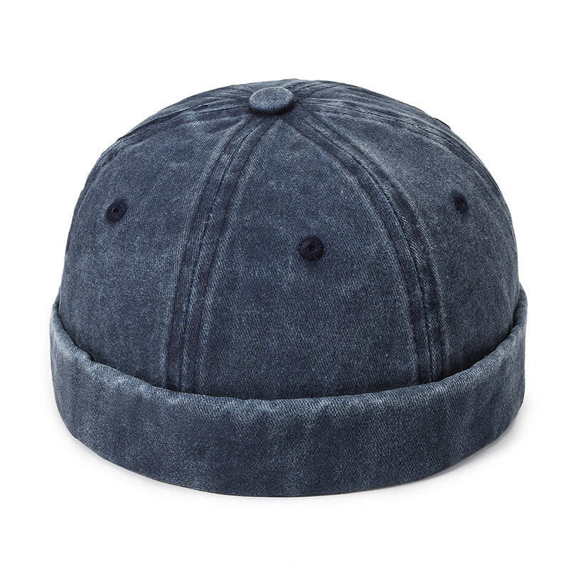 Lässige, randlose Vintage-Docker-Mütze aus gewaschener Baumwolle - Marine - Verstellbar (22"-23 5/8") - image 7