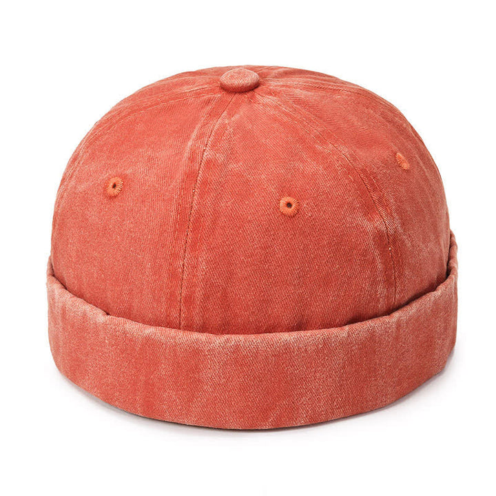 Lässige, randlose Vintage-Docker-Mütze aus gewaschener Baumwolle - Orange - Verstellbar (22"-23 5/8") - image 15