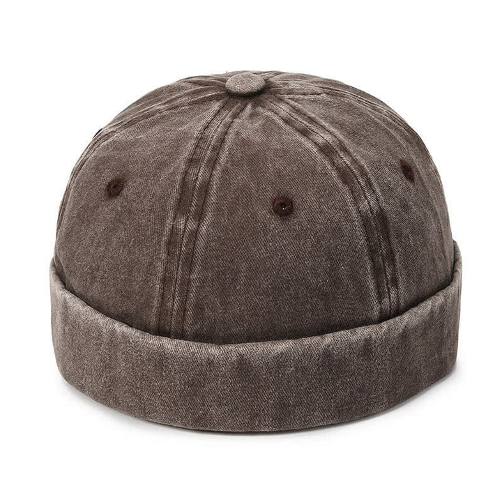 Lässige, randlose Vintage-Docker-Mütze aus gewaschener Baumwolle - Kaffee - Verstellbar (22"-23 5/8") - image 12